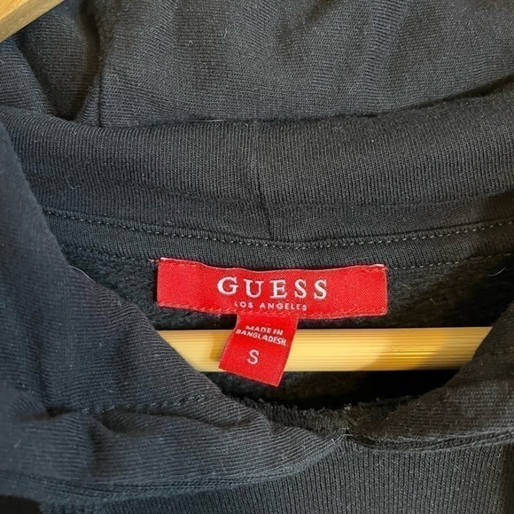 Guess SMALL Black Hoodie with Pink Logo Embroidered - Picture 4 of 11